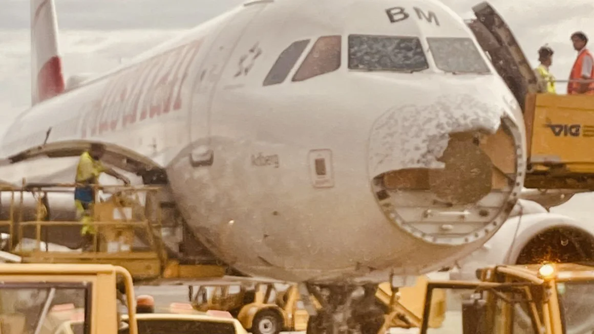 Austrian Airlines plane badly damaged by hailstorm during flight